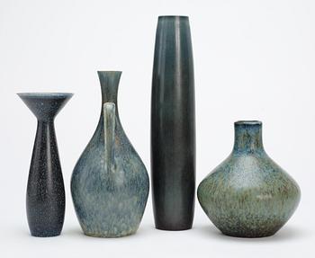 Four Carl-Harry Stålhane stoneware vases, Rörstrand.