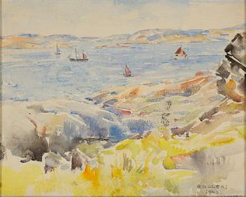 Edvin Ollers, akvarell på papper/duk signerad.