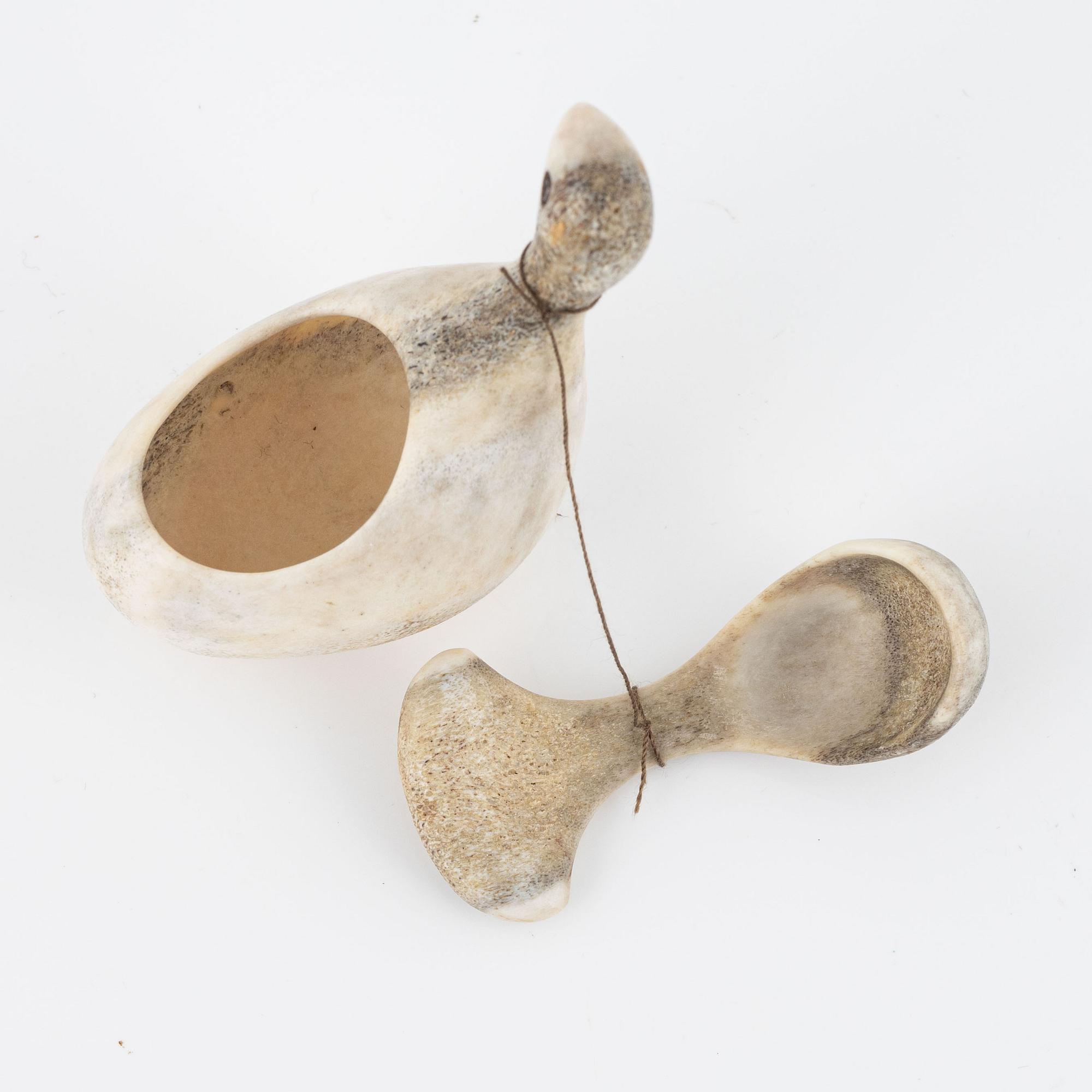 Lars Pirak, a reindeed horn salt cellar, signed.