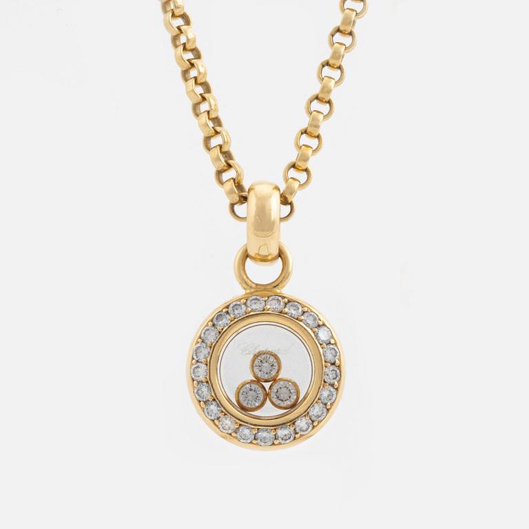 A Chopard "Happy diamonds" 18K gold necklace set with round brilliant-cut diamonds.