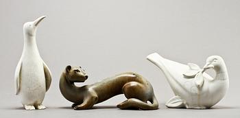 FIGURINER, 3 st, stengods, Gunnar Nylund, Rörstrand.