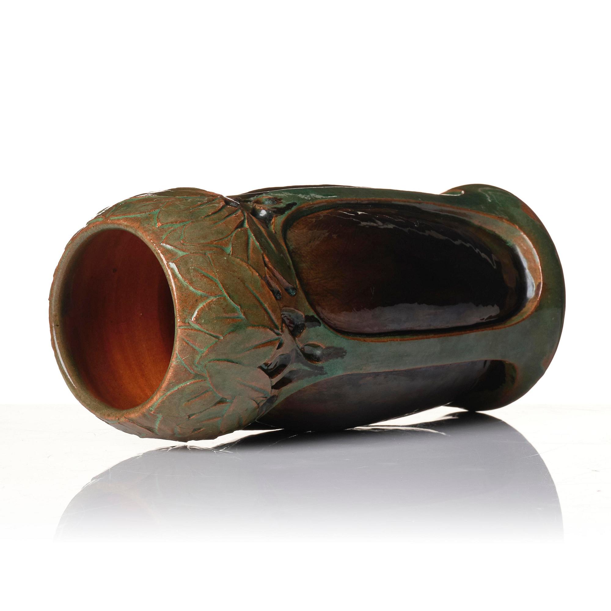 Hilma Persson-Hjelm, a glazed earthenware art nouveau vase, executed in her own studio, 1910. No 1173.
