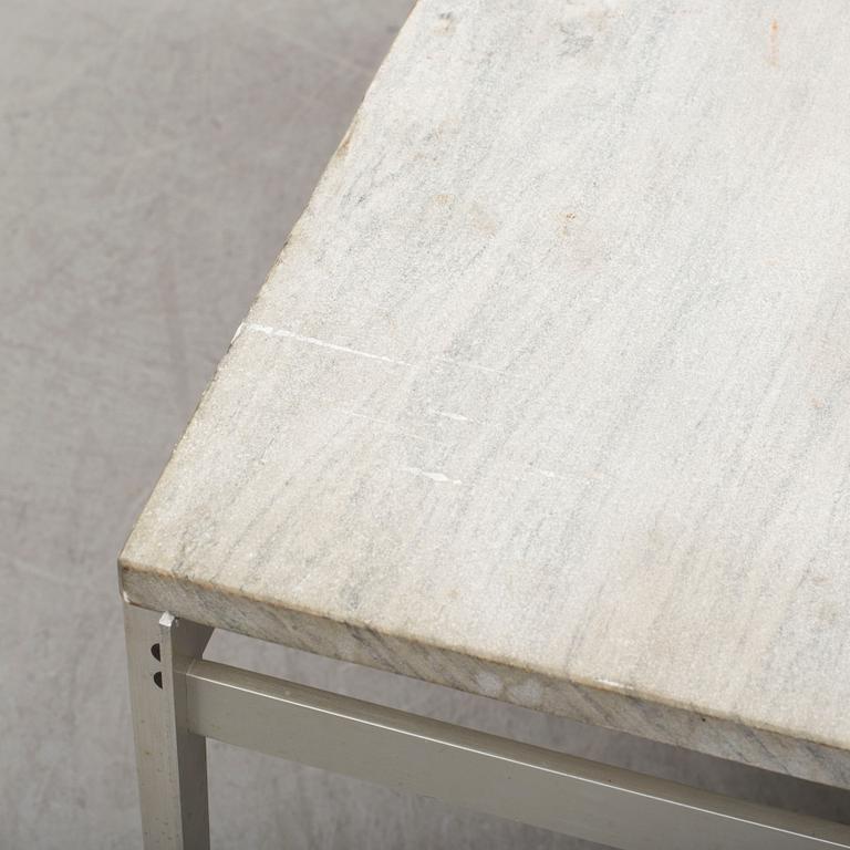 A metal coffee table with marble top, 1970s.