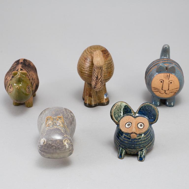 5 stoneware figurines by Lisa Larson for Gustavsberg.