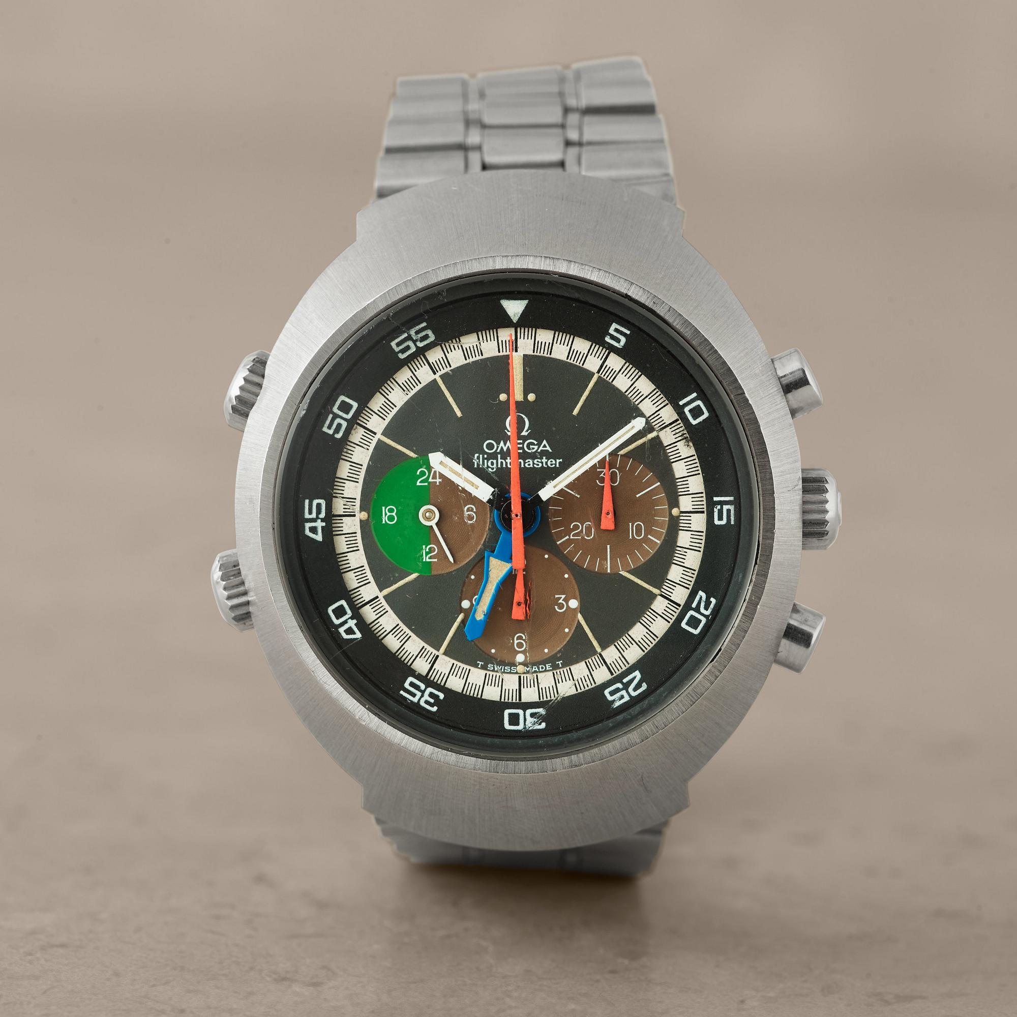 OMEGA, Flightmaster (T SWISS MADE T), chronograph, wristwatch, 43 x 53 mm,