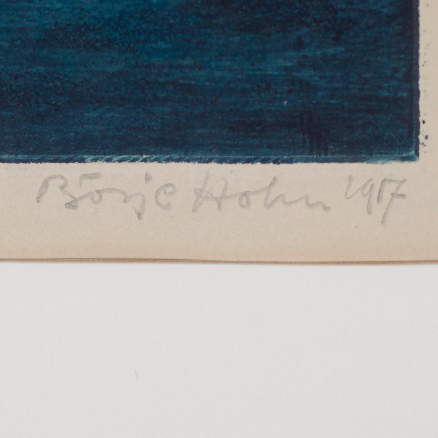 BÖRJE HOLM, färgetsning, signerad och daterad 1917.