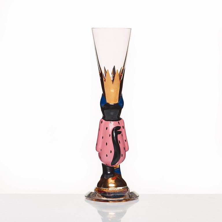Gunnar Cyrén, a set of 18 "Devil" shot glasses, from the "Nobel" series, Orrefors, Sweden post 1996.