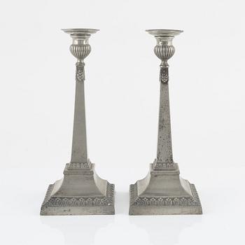 A pair of pewter candlesticks, mark of Nils Justelius, Eksjö 1817.