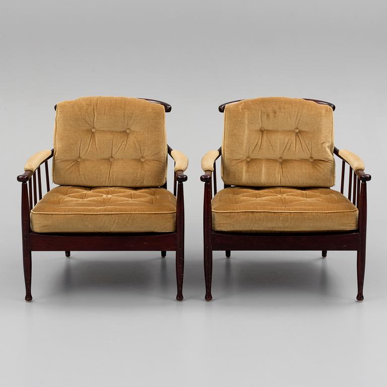 A pair of 'Skrindan' easy chairs by kerstin Hörlin-Holmquist for ope, second half of the 20th century.