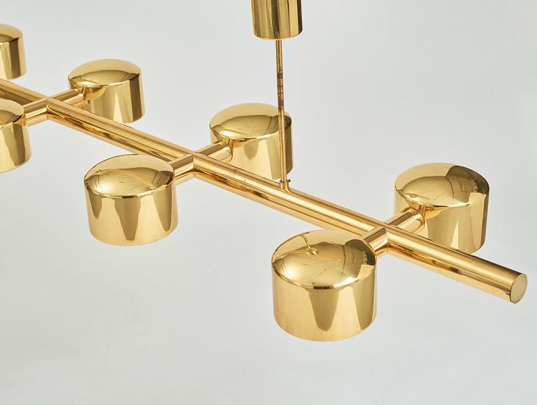 Hans-Agne Jakobsson, a 12 lights brass ceiling lamp, model 746/12, Markaryd, Sweden, 1960-70's.