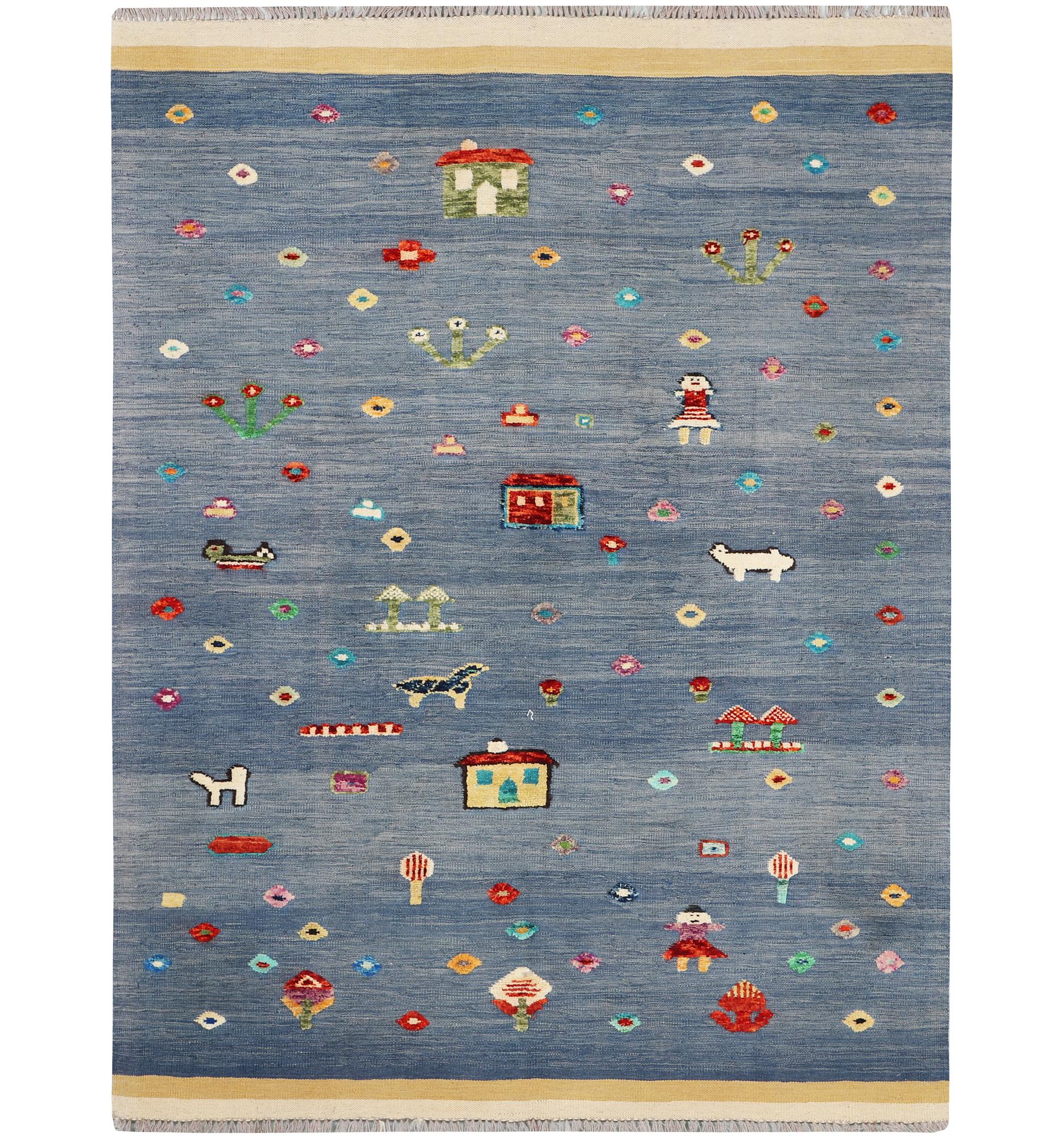 Matta, Kelim, figural, ca. 242 x 177 cm.