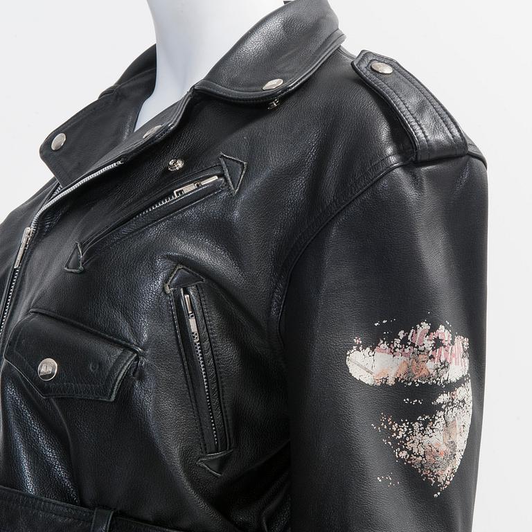 LEATHER JACKET, "Biker", Jean Paul Gaultier, 1980's, Storlek M.