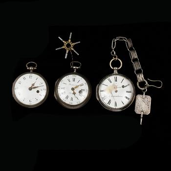 FICKUR, spindelur, 3st, silver, bla märkt Johan Gladman. 1700-talets slut.