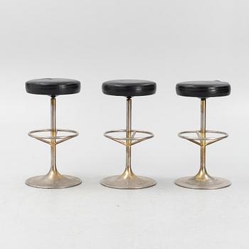 A set of three bar stools from Johansson Design, Sweden, late 20th century.