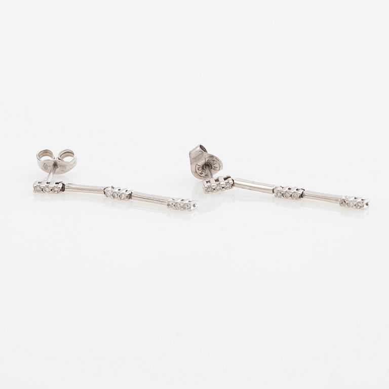 Earrings, a pair, 18k white gold with brilliant-cut diamonds.