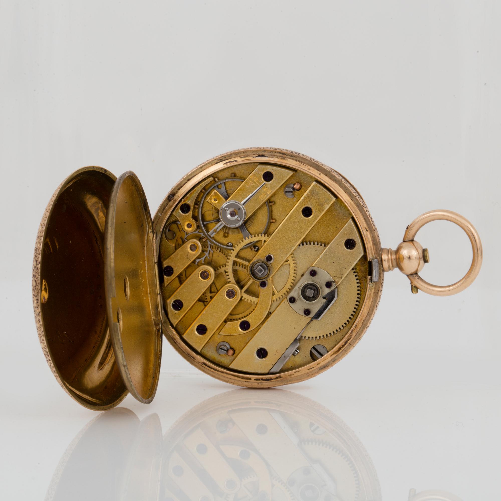 DAMFICKUR, 14 k guld, omkring 1900. Vikt ca 40 g.