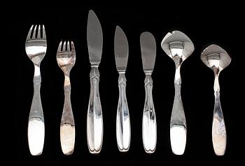 BESTICKUPPSÄTTNING, 51 delar, silver, "Vängåva" GAB  Stockholm 1960-tal. Total vikt ca 1325g (exkl knivar).