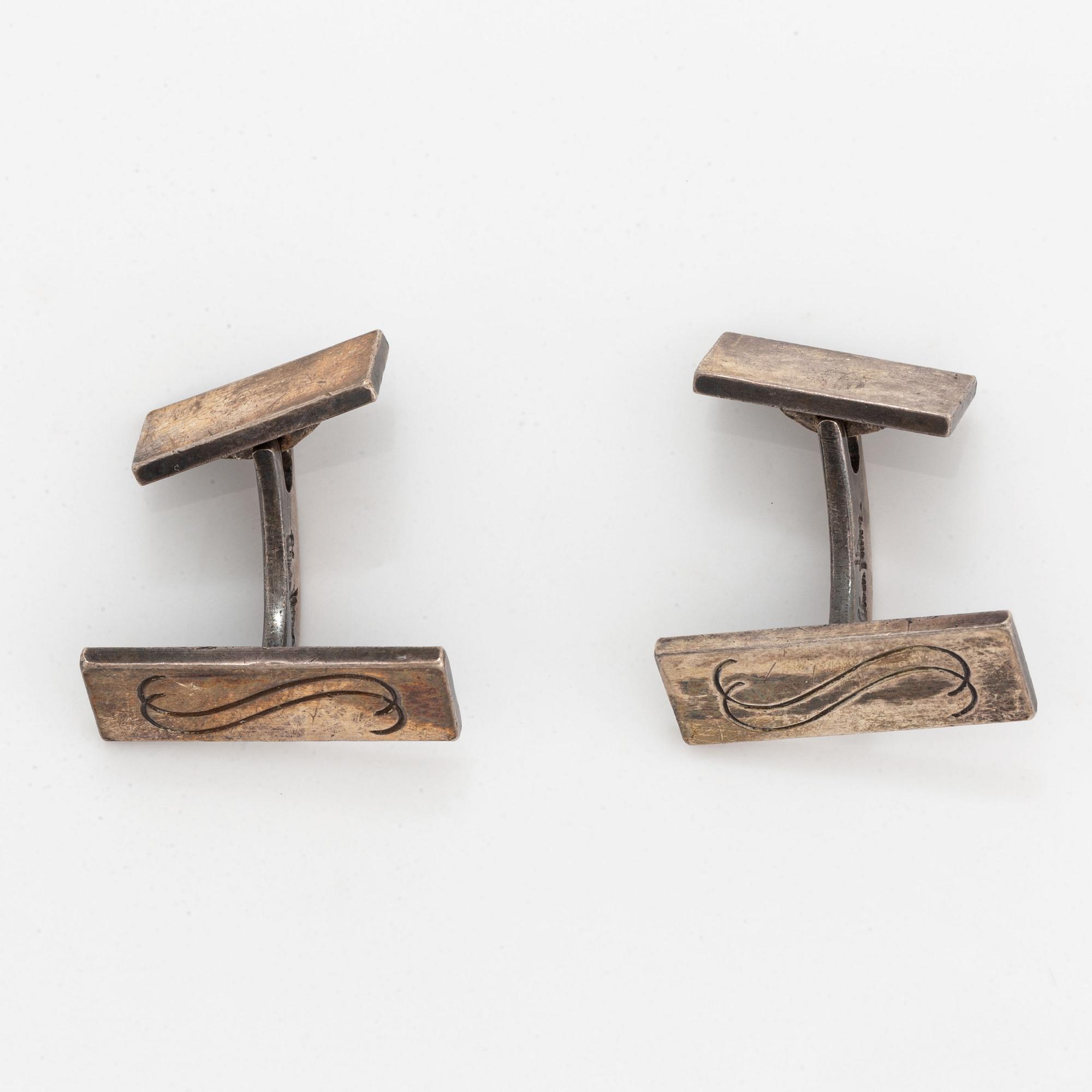 A monogram Wiwen Nilsson brooch, sterling silver with monogram, with box.