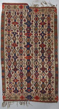 A carpet, a kilim, an antique Anatolian, ca 310-326 x 183,5-192 cm.