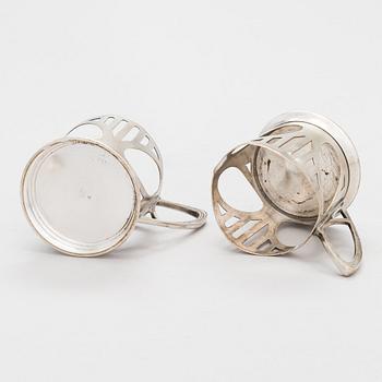 A set of six, early 20th-century WMF silver plated toddy glass holders, model 143, Germany ca. 1903-10.