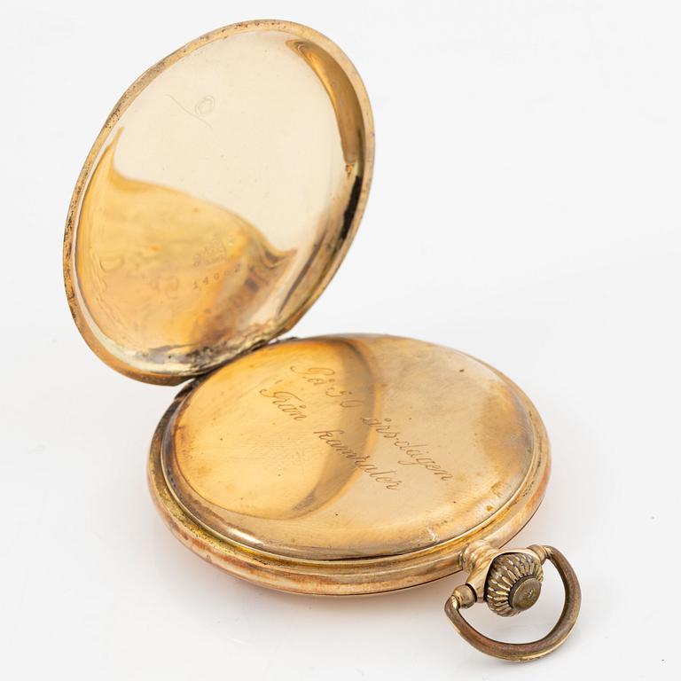 Pocket watch, 14K gold, 51.5 mm.