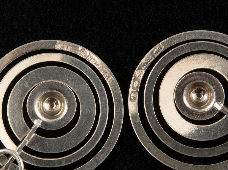 Tapio Wirkkala, A PAIR OF EARRINGS, silver, "Silver Moon", N. Westerback, Helsinki 1971. Weight 7 g.