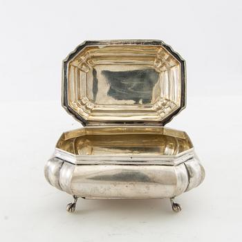 Sugar box Baroque style silver 19th century Central Europe.