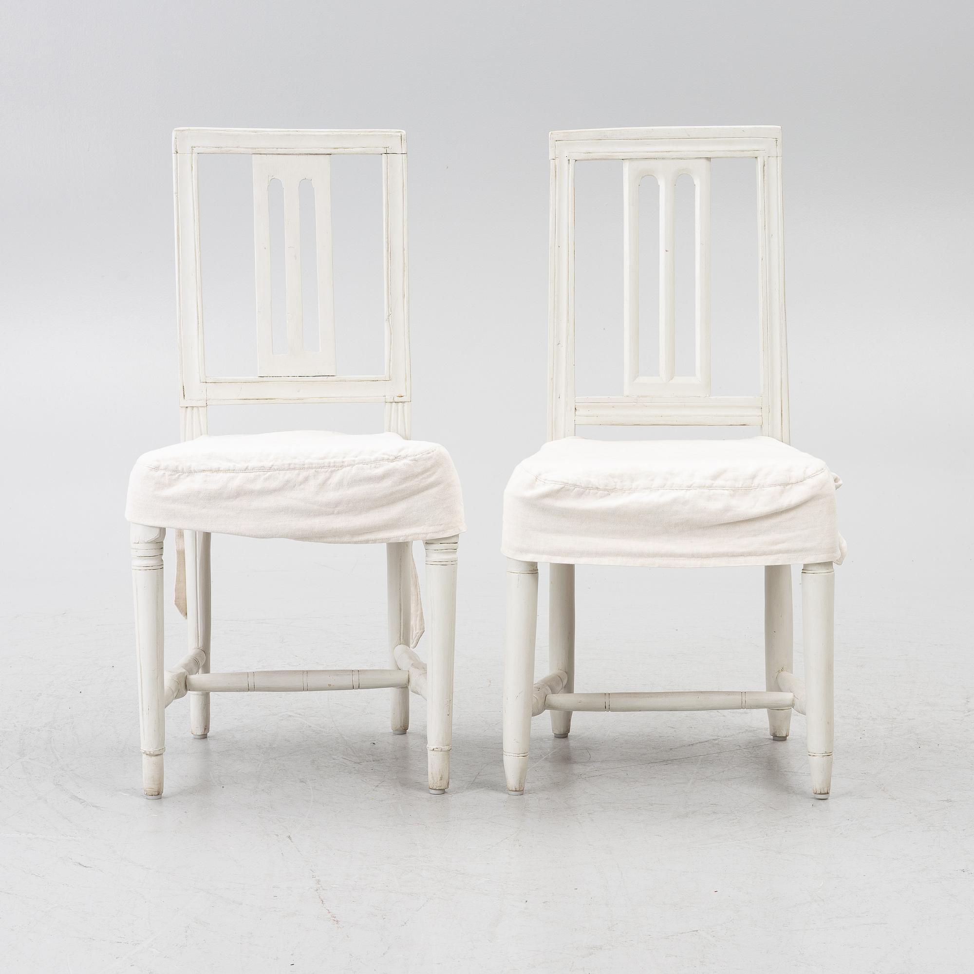 Six Gustavian chairs, late 18th century.