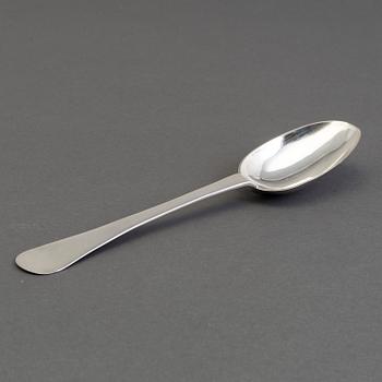 A Swedish 18th century silver rat-tale spoon, mark of Ferdinand Sehl, Stockholm th 1735.