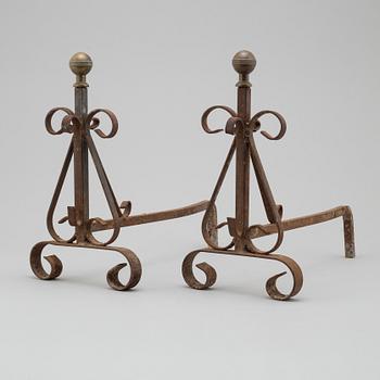 ANDIRONS, a pair, 20th century.