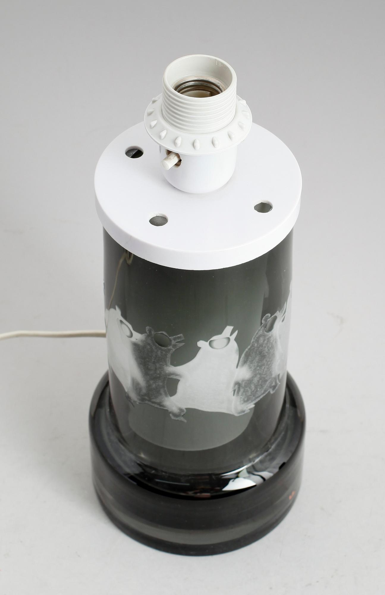 BORDSLAMPA, glas, Ove Sandberg, Kosta, signerad.