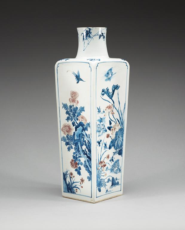 An underglaze blue and red vase, Qing dynasty with Kangxis six charcter mark.