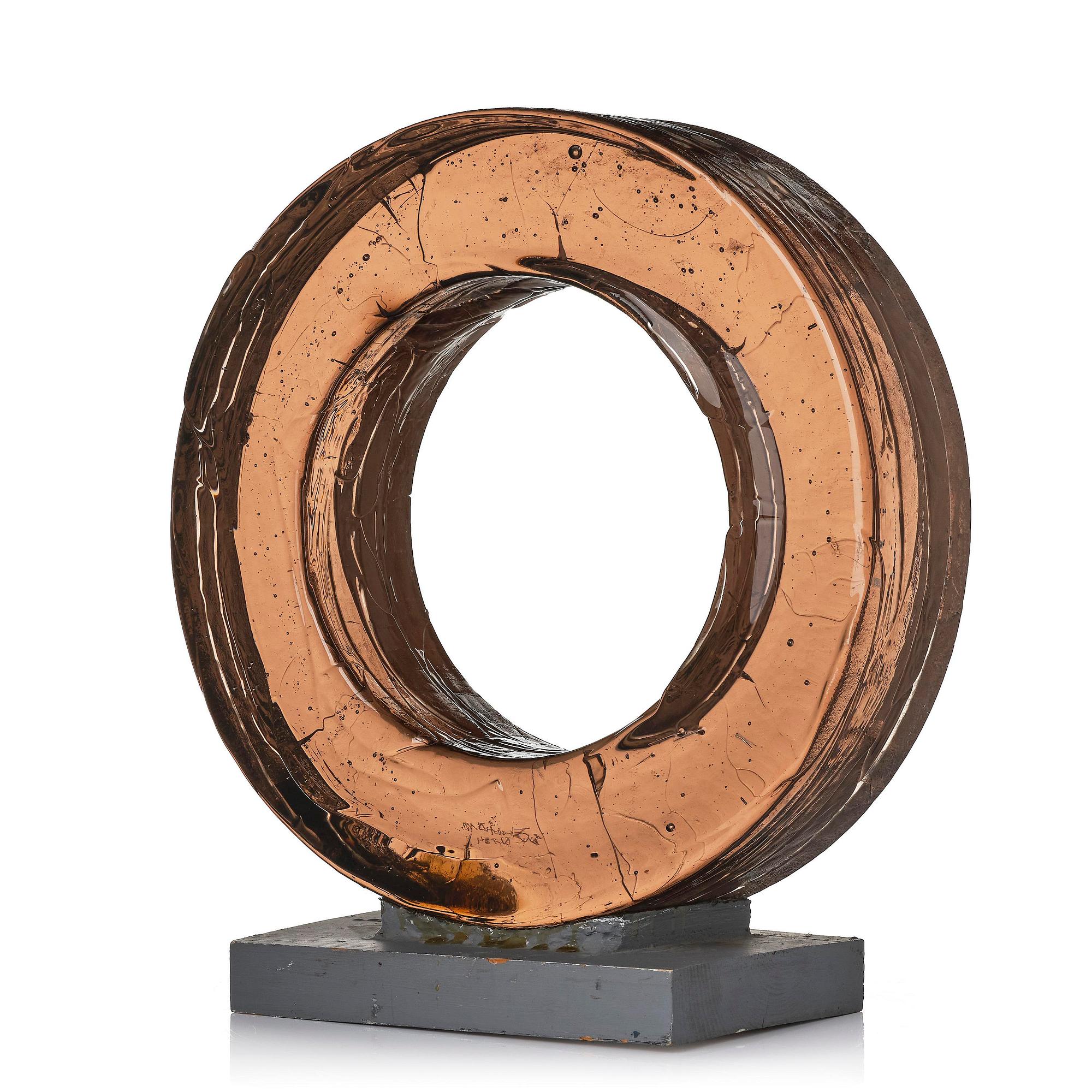 Edvin Öhrström, "Strömvirvlar" (Whirlpools), a cast glass sculpture, Lindshammar Glassworks, 1984.