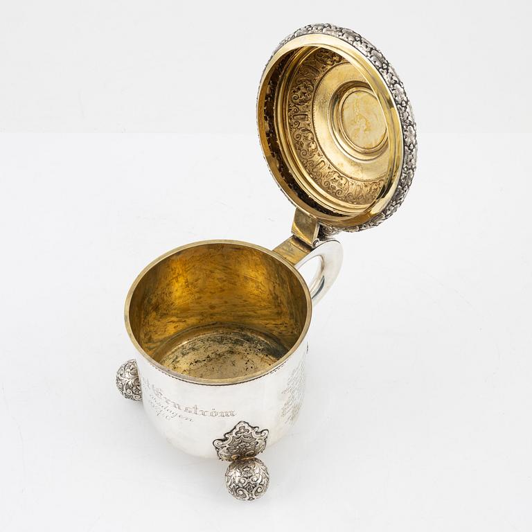 Dryckeskanna, silver, barockstil, GAB, Stockholm, 1909.