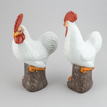A pair of large roosters, China, 20th Century.