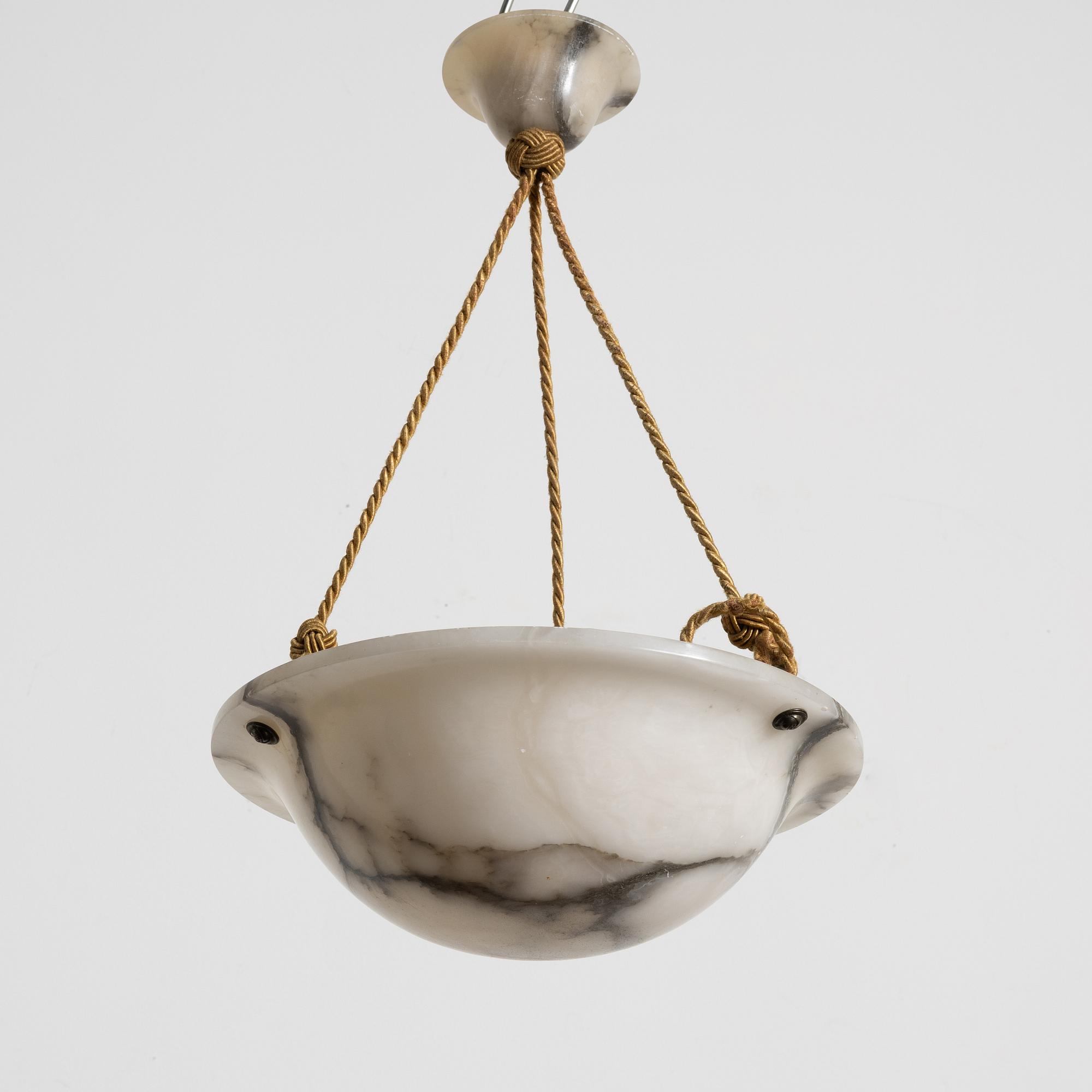 A ceiling lamp, alabaster, 1920s.