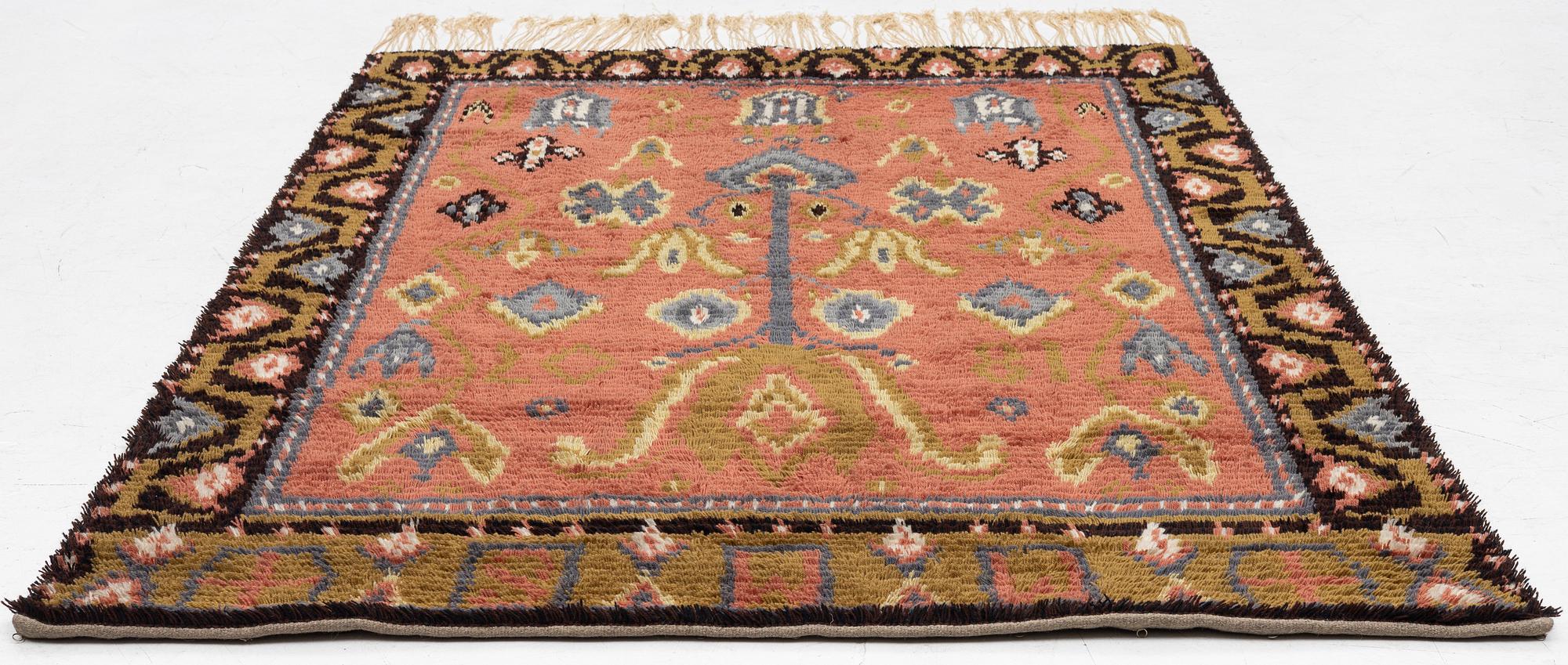 Wall hanging/rug, knotted pile, 1930s, approx. 194 x 138 cm.
