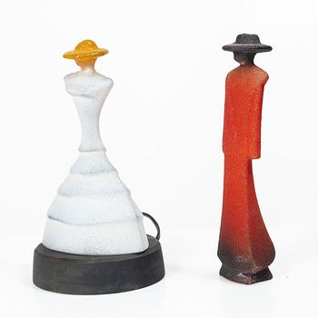 Kjell Engman, figuriner, 2 st, Kosta Boda.