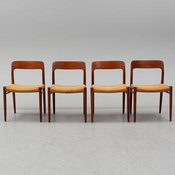 NIELS OLE MØLLER, a set of 4 
 1950's-/60's teak chairs.