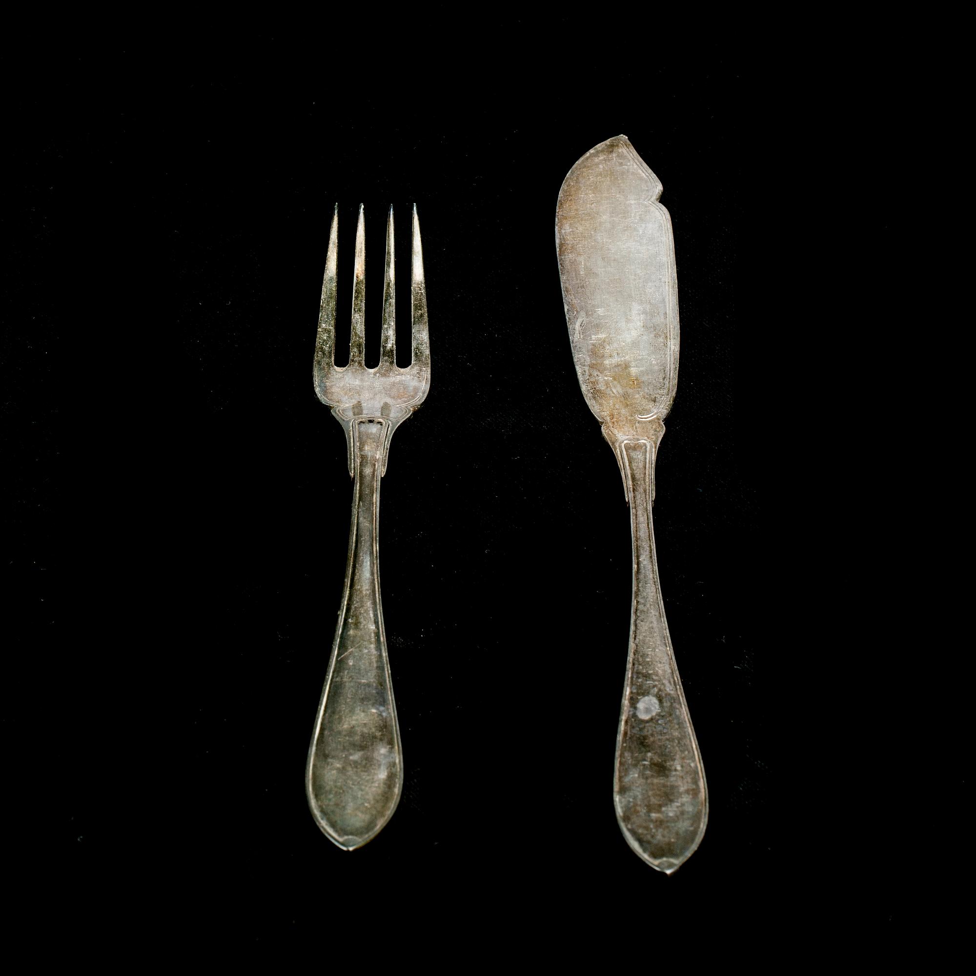 FISKBESTICK, 24 delar, nysilver.