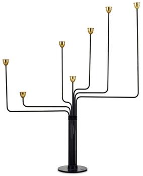 773. A Piet Hein black lacquered metal and brass candelabrum, 1950-60's.