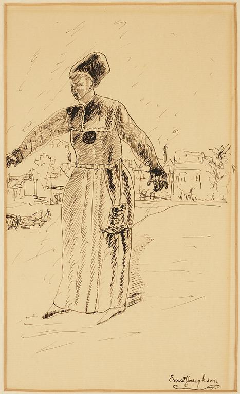 ERNST JOSEPHSON, tuschteckning, sign.