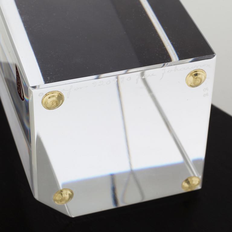 JAN JOHANSSON, skulptur, glas, Orrefors, signerad.