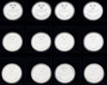 36 medals, silver 925, “Kingdom of Sweden”, in fitted case.