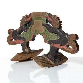A Swedish carved and polychrome-painted part horse harness, 18th century.