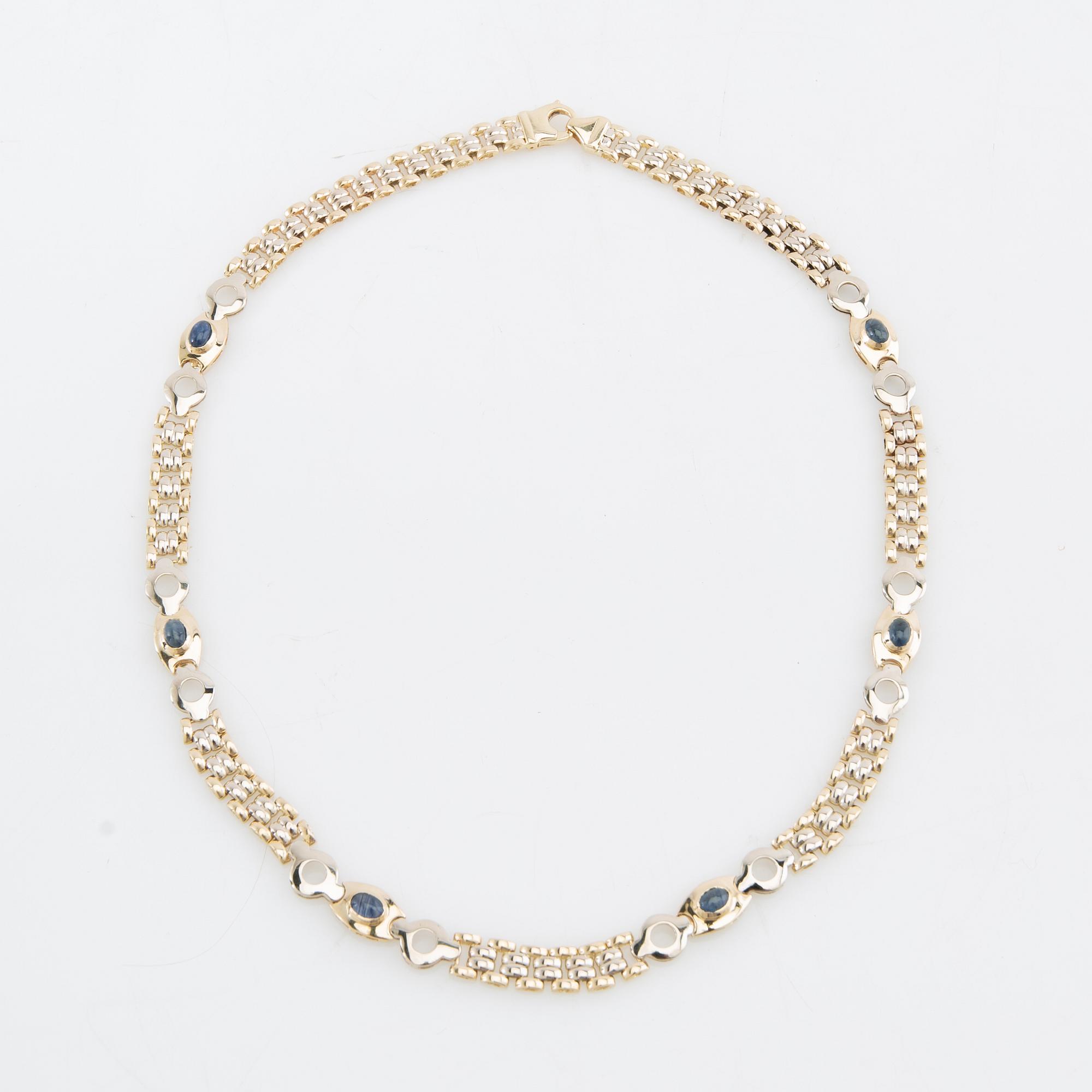 Necklace 18K two-tone gold with cabochon-cut sapphires, Cuccarolo Costante, Vicenza Italy.