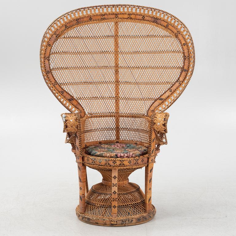 A peacock rattan chair, 20th Century.