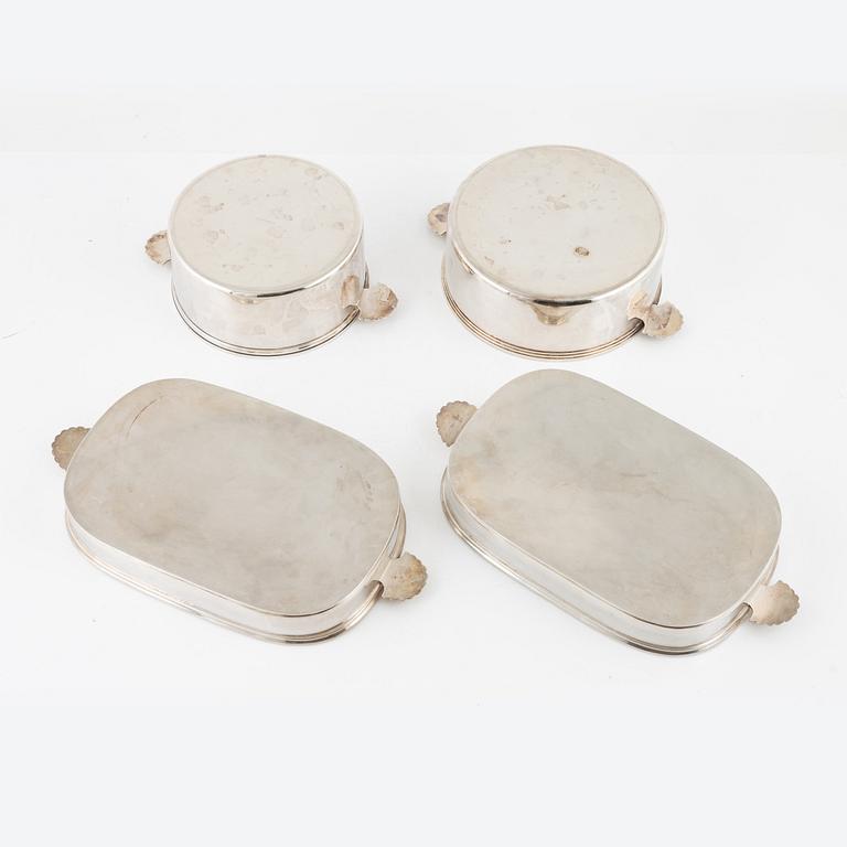 Four silverplated deep dishes by CG Råström.