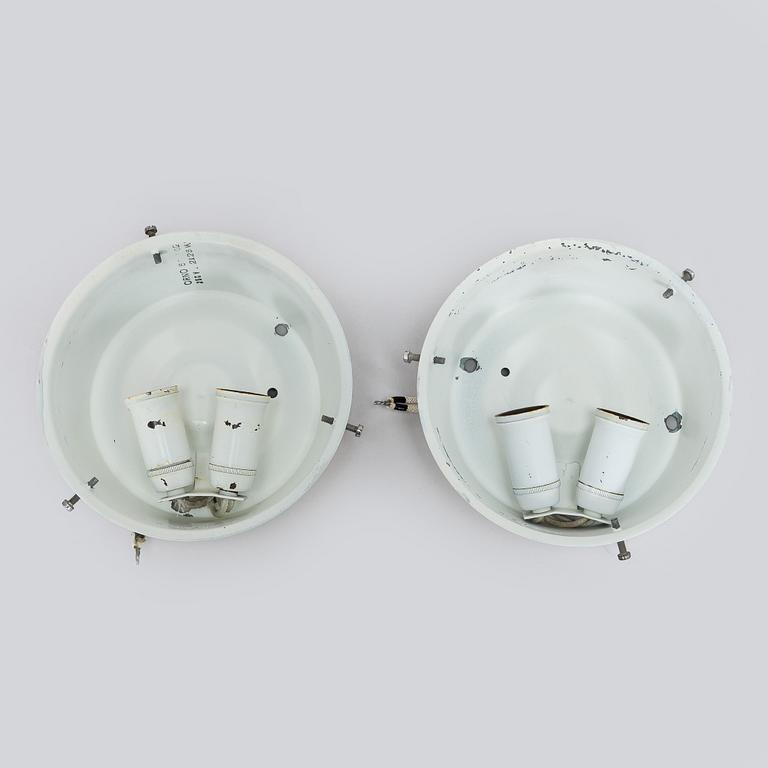 Arne Jacobsen, a pair of 1960's 'AJ-Eklipta' ceiling/wall lamps, for Louis Poulsen/licensed manufacturer Orno, Stockmann.