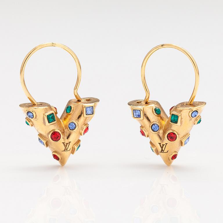 Louis Vuitton, "Essential V Planète" hoop earrings. Marked Italy.